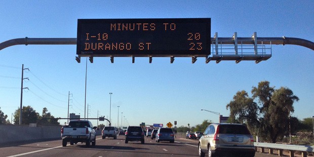 Commute times are displayed on many of ADOT's electronic message boards. (ADOT Photo)...