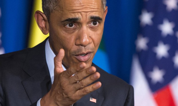 President Barack Obama speaks during a joint news conference with Ethiopian Prime Minister Hailemar...