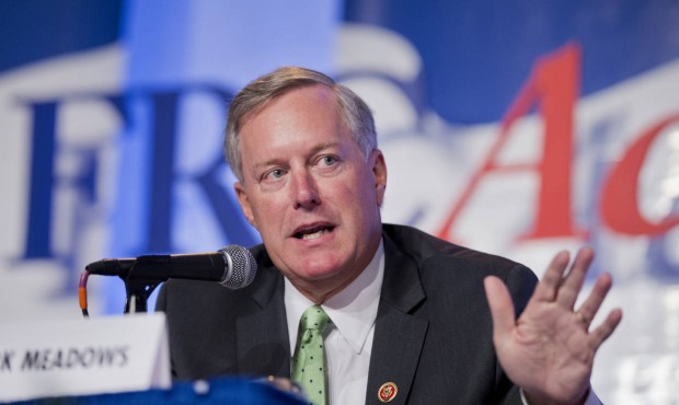 FILE – In this Sept. 26, 2014, file photo, Rep. Mark Meadows, R-N.C. speaks at the 2014 Value...