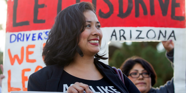 Dulce Matuz at a rally to fight for young immigrants to get driver's licenses. (KTAR photo)...