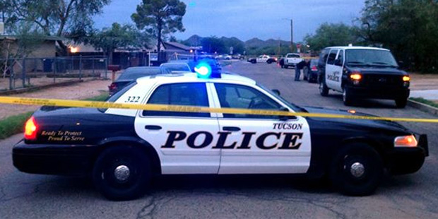 A Tucson, Ariz. police department vehicle flashes its lights while on scene. (Facebook/Tucson Polic...