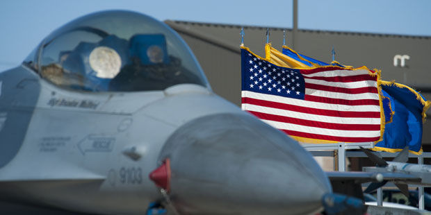 An F-16 Falcon is displayed during the 54th Fighter Group activation at Holloman Air Force Base, N....
