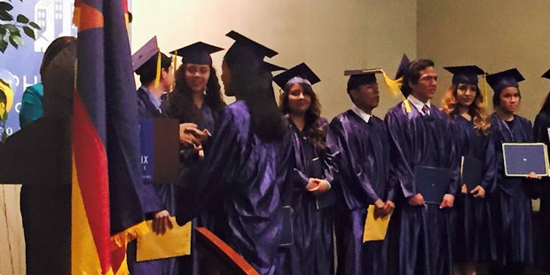 A graduation ceremony at Phoenix College. (Arizona Hispanic Chamber of Commerce Facebook Photo) Rel...