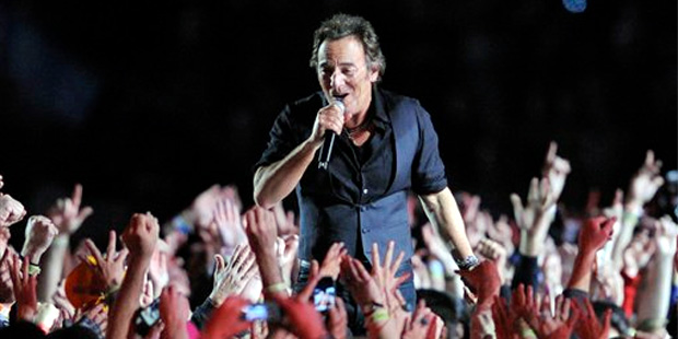 Bruce Springsteen performs during halftime of the NFL Super Bowl XLIII football game between the Ar...