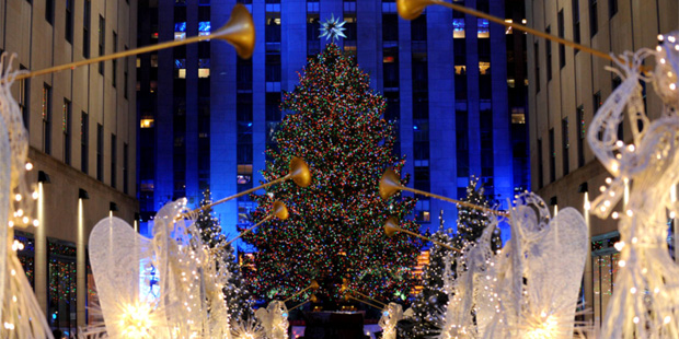 The Rockefeller Center Christmas Tree is lit at the 83rd Annual Rockefeller Center Christmas Tree L...