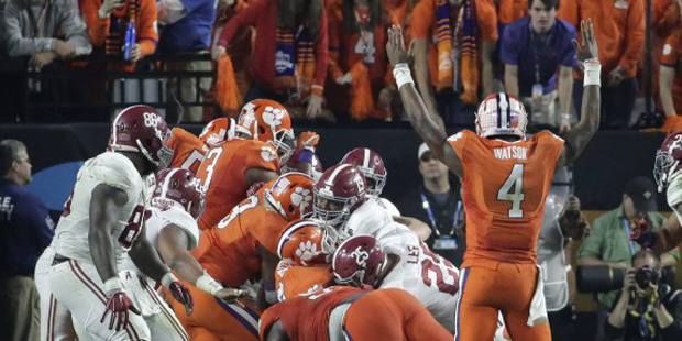Clemson’s Deshaun Watson (4) celebrates a touchdown during the second half of the NCAA colleg...