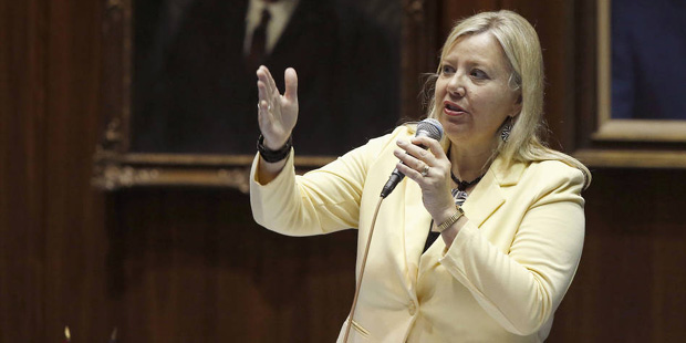 FILE - In this April 17, 2014, file photo, Rep. Debbie Lesko, R-Peoria, answers questions about an ...
