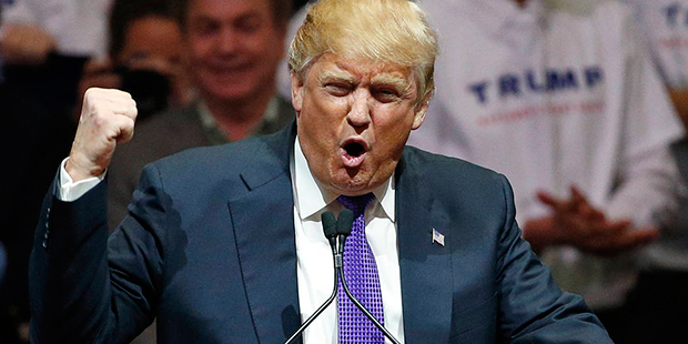 Republican presidential candidate Donald Trump speaks at a campaign rally Monday, Feb. 22, 2016, in...