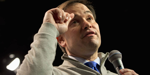 Republican presidential candidate, Sen. Marco Rubio, R-Fla. speaks during a town hall meeting at th...