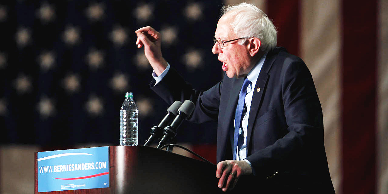 Democratic presidential candidate Sen. Bernie Sanders, I-Vt., pauses while speaking at a campaign r...