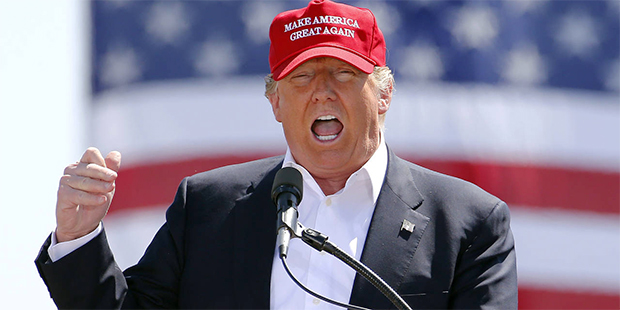Republican presidential candidate Donald Trump speaks during a campaign rally Saturday, March 19, 2...