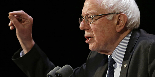 Democratic presidential candidate, Sen. Bernie Sanders, I-Vt., speaks at a campaign rally at the Ak...
