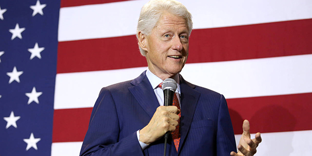 Former President Bill Clinton delivers remarks at Rollins College in Winter Park, Fla., on behalf o...