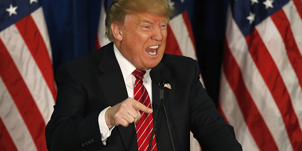 Republican presidential candidate Donald Trump speaks at campaign stop, Thursday, March 2, 2016, in...