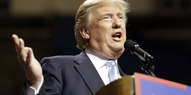 Republican presidential candidate Donald Trump speaks during a campaign rally in Fayetteville, N.C....
