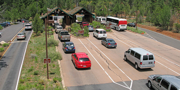 South Rim entrance at the Grand Canyon National Park . (National Park Service Photo)...