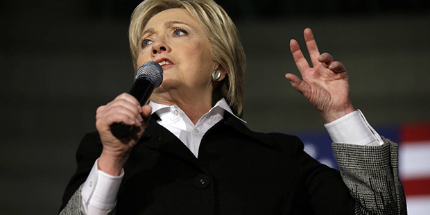 Democratic presidential candidate, Hillary Clinton speaks during a rally at the Charles H. Wright M...