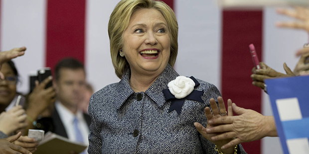 Democratic presidential candidate Hillary Clinton arrives to a cheering crowd to speak at a campaig...