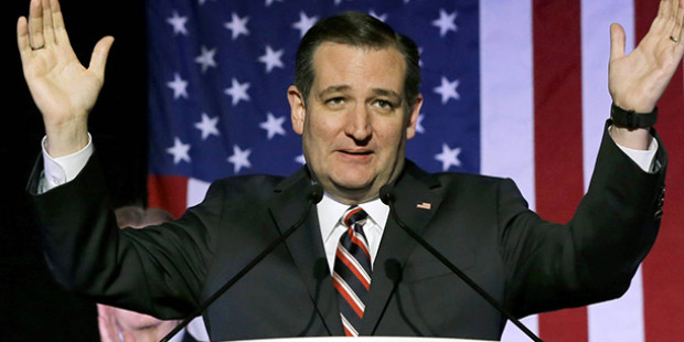 Republican presidential candidate Sen. Ted Cruz, R-Texas, speaks during an election night watch par...