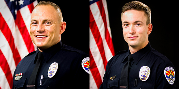 Chandler police officers Joshua Pueblo, left, and Daniel Colwell were both shot in an ambush-style ...