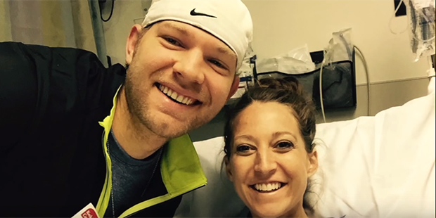 Lizzy Shepherd, right, and her husband Chris pose for a photo in a hospital, before Lizzy passed aw...