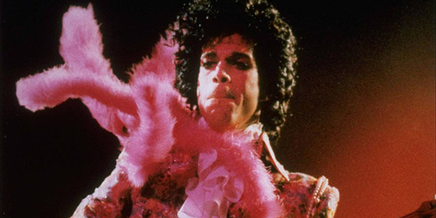 FILE - In this Jan. 11, 1985 file photo, Prince performs before a sold-out audience, in Houston. Pr...