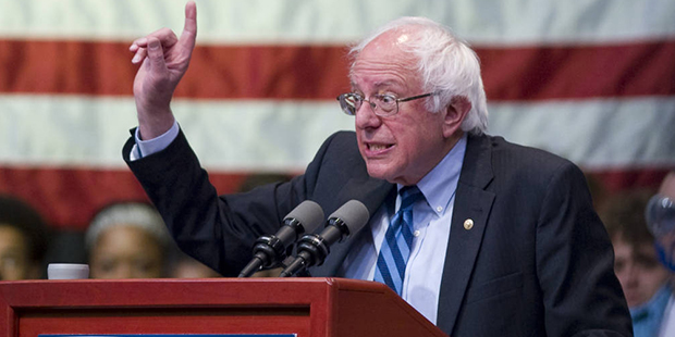 Democratic presidential candidate Bernie Sanders, I-Vt., speaks during a rally in Evansville, Ind.,...