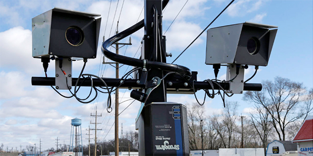 This Tuesday, Feb. 25, 2014 file photo shows speed cameras aimed at U.S. Route 127, in New Miami, O...