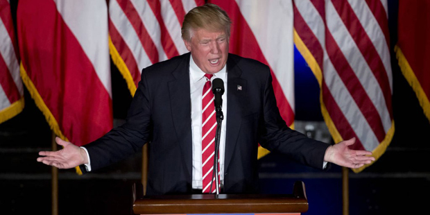 Republican presidential candidate Donald Trump speaks during a rally at the Fox Theater, Wednesday,...