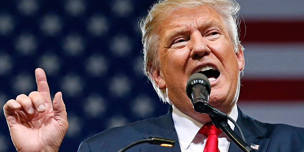 Republican presidential candidate Donald Trump speaks at a rally Saturday, June 18, 2016, in Phoeni...