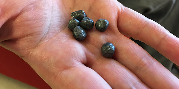 The shotgun pellets removed from Ethan Younger's leg are shown. (KTAR Photo/Tyler Klaus)...