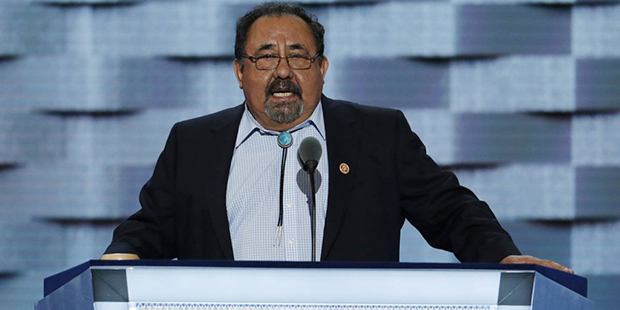 Rep. Raul Grijalva, D-Ariz., speaks during the first day of the Democratic National Convention in P...