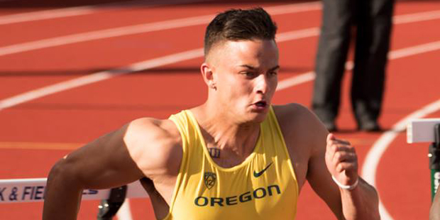 Devon Allen competing for the University of Oregon in the 110-meter hurdles. (Facebook Photo)...