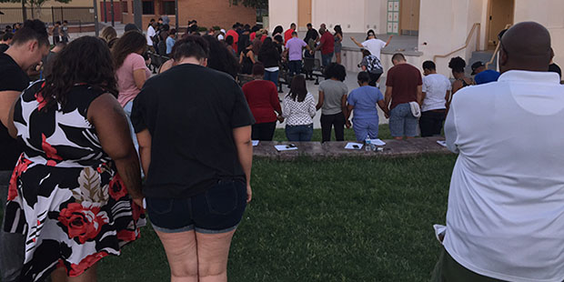 Community members gather at the amphitheater of  Eastlake Park in downtown Phoenix July 12, 2016. (...