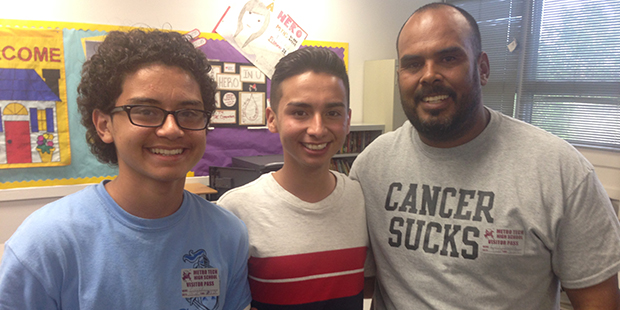 From left to right: Erick Olmeda, Jaziel Olmeda and their dad, Luis Olmeda at Phoenix's Metro Tech ...