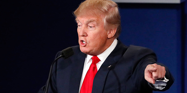 Republican presidential candidate Donald Trump speaks during a campaign rally, Tuesday, Oct. 4, 201...