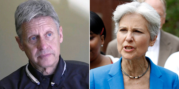 Libertarian Party Gary Johnson (left) and Green Party candidate Jill Stein are shown. (AP Photos)...