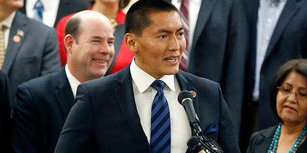 Arizona state Sen. Carlyle Begay, R-Ganado, formally announces his switch from the Democratic to th...