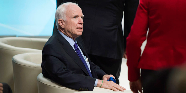 U.S. Sen. John McCain arrives at the Halifax International Security Forum in Halifax, Nova Scotia, ...