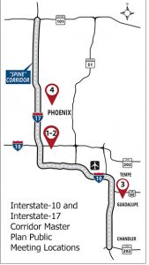 Interstate 10-Interstate 17 corridor in Phoenix and meeting locations. (Photo: Maricopa Association of Governments)