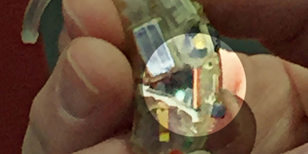 The T-coil used in the new Arizona Legislature hearing assistance system is showed. (KTAR Photo/Kat...
