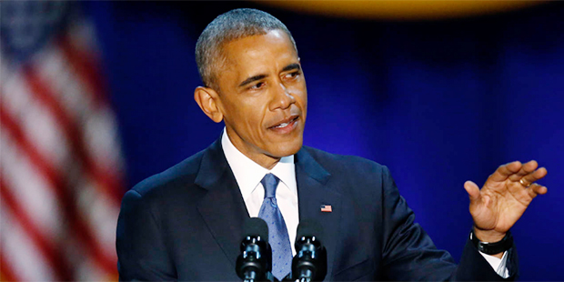 President Barack Obama speaks at McCormick Place in Chicago, Tuesday, Jan. 10, 2017, giving his pre...