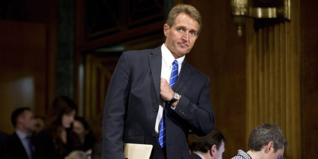FILE - In this March 9, 2016, file photo, Sen. Jeff Flake, R-Ariz., on Capitol Hill in Washington. ...