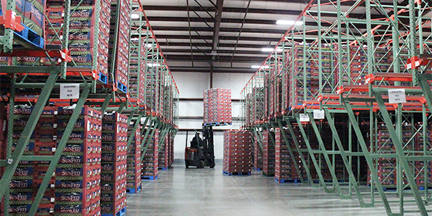 Workers move vegetables in a SunFed warehouse in Nogales. SunFed provides vegetables to many of the...