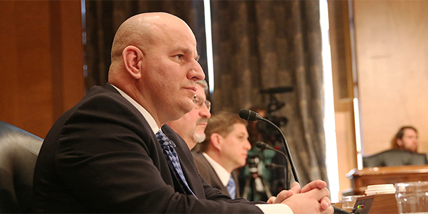 From left, National Border Patrol Council President Brandon Judd, National Treasury Employees Union...