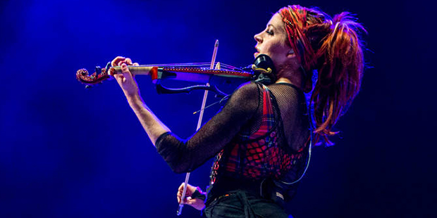 Lindsey Stirling performs during the Life is Beautiful festival on Friday, Sept. 25, 2015, in Las V...
