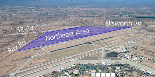 The proposed development area is shown. (Phoenix-Mesa Gateway Airport Photo)...