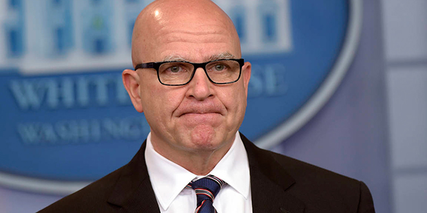 National Security Advisor H.R. McMaster pauses during a briefing at the White House in Washington, ...