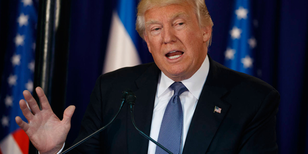 President Donald Trump speaks during a joint statement with Israeli Prime Minister Benjamin Netanya...