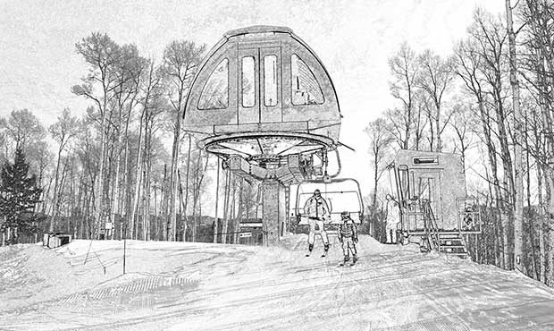 An artist's sketch of the new Hart Prairie lift top terminal is shown. (Arizona Snowbowl Photo)...